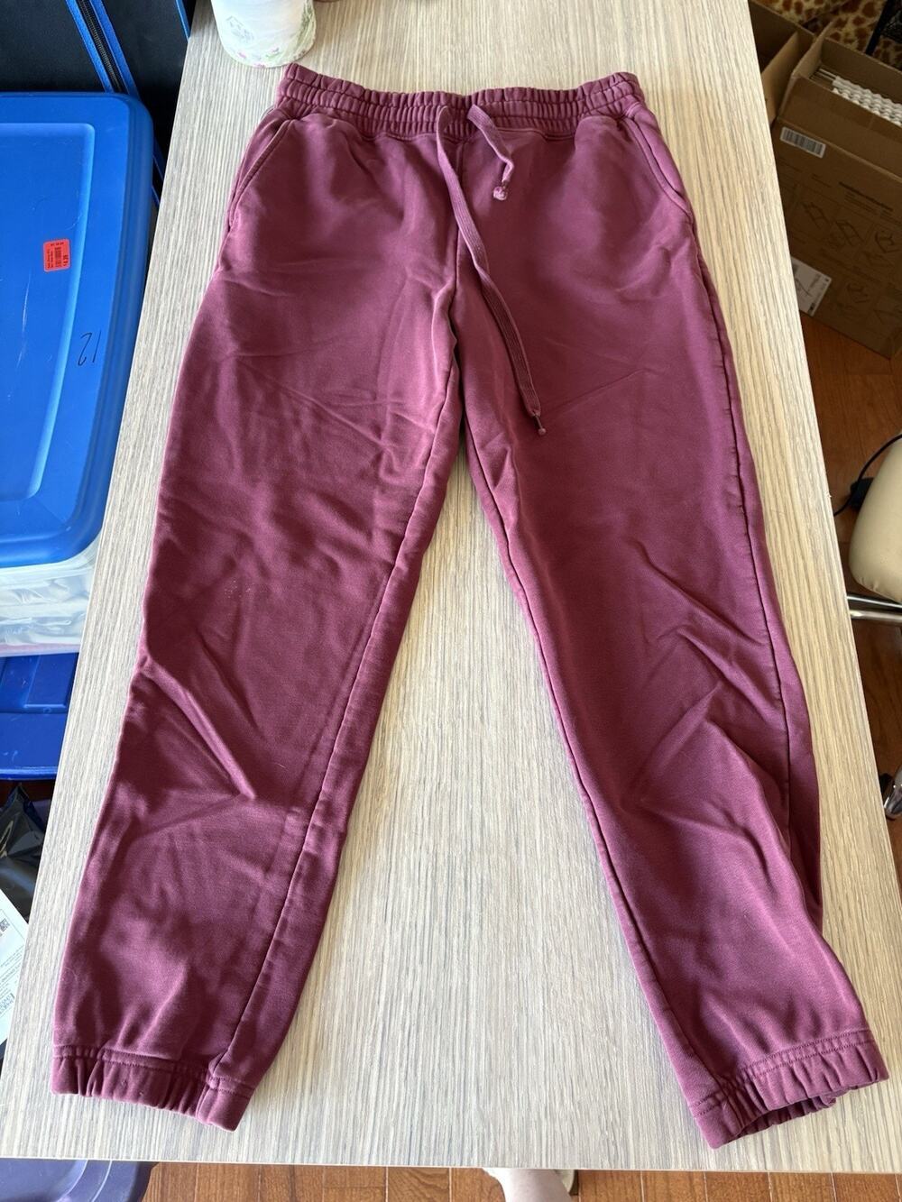 Fabletics Women's Burgundy Jogger Pants M Drawstring Elastic Waist Activewear